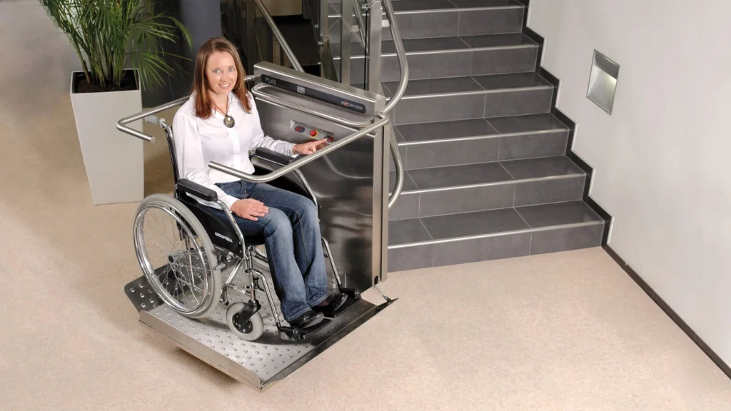Hawle Treppenlifte HW 10 Zweiholm System bei steiler Treppe